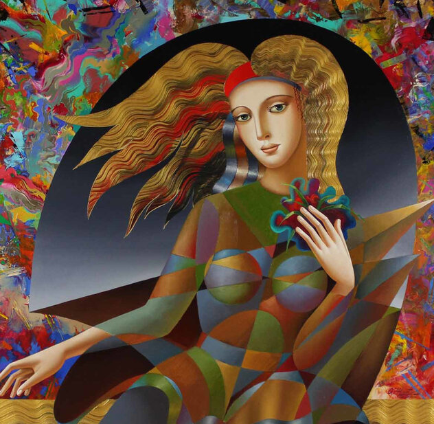 Flower Child 43x43 Huge Mixed Media Original Painting by Oleg Zhivetin Flower Child 43x43 Huge Mixed Media Original Painting by Oleg Zhivetin