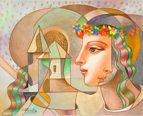 Flower Headdress 22x26 Works on Paper (not prints) - Oleg Zhivetin