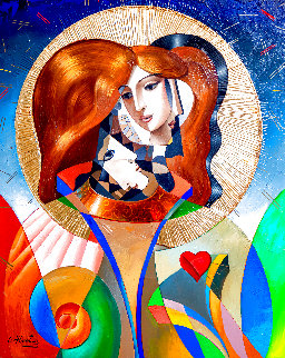 Heart on Her Sleeve 41x50 - Huge Original Painting - Oleg Zhivetin