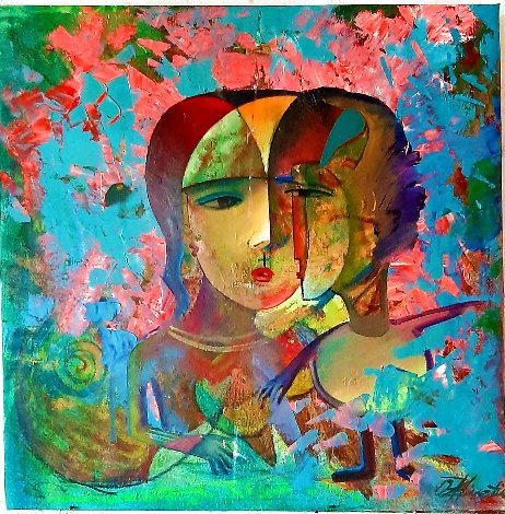 Lovers 2002 24x24 Original Painting - Oleg Zhivetin