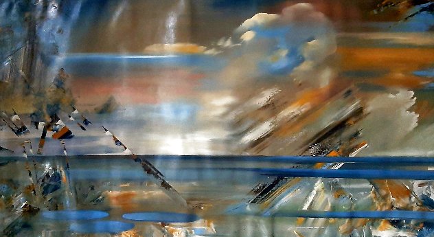 Landscape 1999 24x47 - Huge - Early Original Painting by Oleg Zhivetin