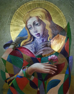 Angel of Roses 51x42 Huge Original Painting - Oleg Zhivetin