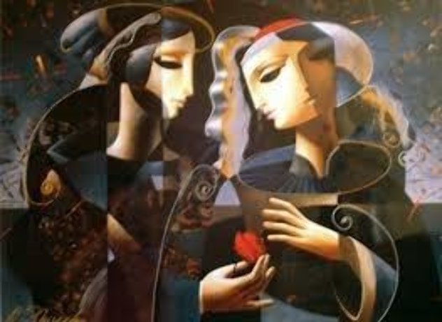 Friendship 1998 Embellished 30x38 Huge Giclee Limited Edition Print by Oleg Zhivetin