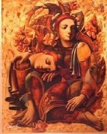 Lovers With Flowers 1999 52x45 Super Huge Limited Edition Print by Oleg Zhivetin - 1 Lovers With Flowers 1999 52x45 Super Huge Limited Edition Print by Oleg Zhivetin - 1