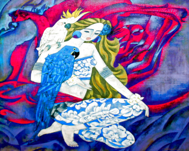 Blue Love 1999 Embellished Limited Edition Print by Ling Zhou