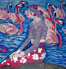 Pink Flamingos 1989 51x51 - Huge Original Painting by Ling Zhou - 0