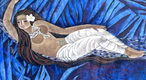 Girl at Rest 1991 40x50 - Huge - Hawaii Original Painting - Ling Zhou