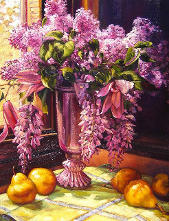 Lilacs and Wisteria 2015 41x33 Original Painting - Caroline Zimmermann Lilacs and Wisteria 2015 41x33 Original Painting - Caroline Zimmermann