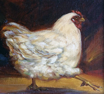 Untitled (Hen) 2008 15x14 Original Painting - Caroline Zimmermann Untitled (Hen) 2008 15x14 Original Painting - Caroline Zimmermann