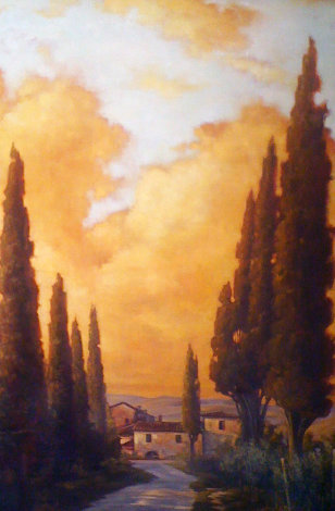 “Tuscany Twilight“ 2007 48x68 Hoge Original Painting - Caroline Zimmermann