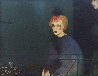 Melancholic Lady Watercolor  1983 32x41 Huge Original Painting by Joanna Zjawinska - 0