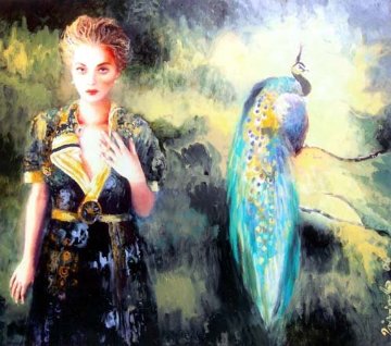 Peacock 2006 46x37 Super Huge Original Painting - Joanna Zjawinska Peacock 2006 46x37 Super Huge Original Painting - Joanna Zjawinska