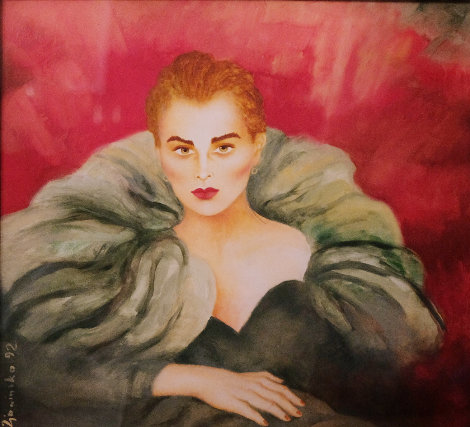 Untitled (Portrait of a Woman) Watercolor 1992 31x34 Huge Watercolor - Joanna Zjawinska