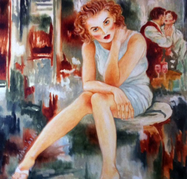 What's New Pussycat 1995 48x48 Original Painting - Joanna Zjawinska