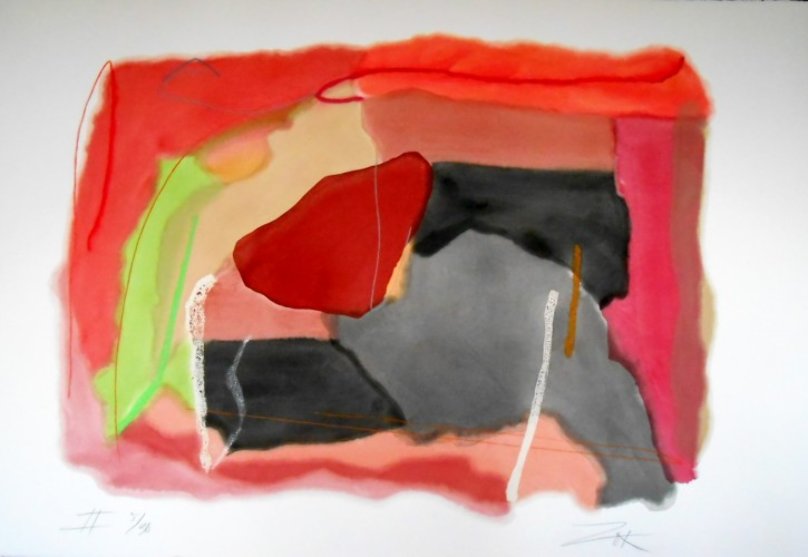 Fallen Figures 1973 Limited Edition Monoprint by Hans Fallen Figures 1973 Limited Edition Monoprint by Hans