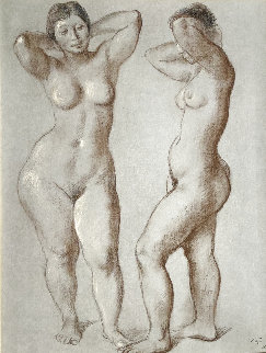Two Standing Nudes 1971 32x26 Works on Paper (not prints) - Francisco Zuniga