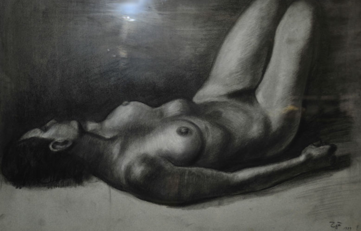 Reclining Female Nude Drawing 1979 Drawing by Francisco Zuniga