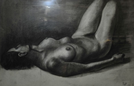 Reclining Female Nude Drawing 1979 Drawing - Francisco Zuniga