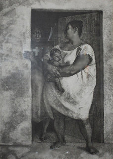 Mujeres Con Nino En La Puerta 1977 Limited Edition Print - Francisco Zuniga