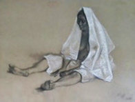 Untitled (Seated Woman with Shawl) 1980 Original Painting by Francisco Zuniga - 0