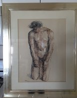Nude Male Drawing 1965 30x37 Drawing by Francisco Zuniga - 1