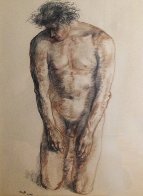 Nude Male Drawing 1965 30x37 Drawing by Francisco Zuniga - 0 Nude Male Drawing 1965 30x37 Drawing by Francisco Zuniga - 0