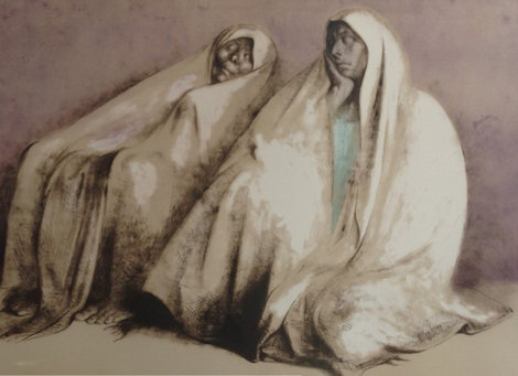 Dos Mujeres Con Rebozos, Sentados 1973 Limited Edition Print - Francisco Zuniga