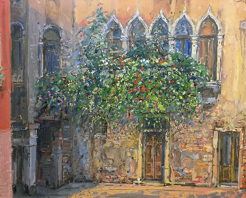 Untitled (Gothic Windows) 1990 39x46 Original Painting - Bruno Zupan Untitled (Gothic Windows) 1990 39x46 Original Painting - Bruno Zupan