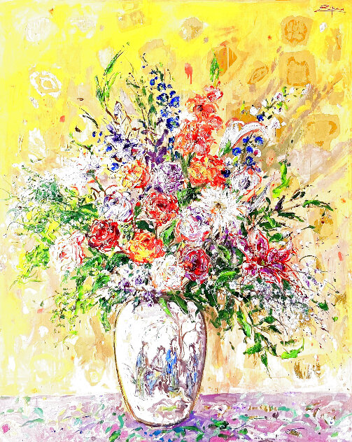 Bouquet in Chinese Pot 2008 48x40 - Huge Original Painting by Bruno Zupan