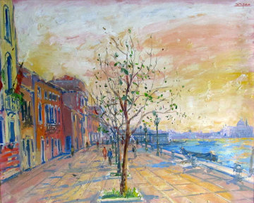 Sunrise Over Zattere 2001 32x39 Original Painting - Bruno Zupan Sunrise Over Zattere 2001 32x39 Original Painting - Bruno Zupan