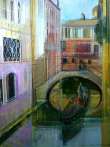 Venice Golden Dawn 28x24 - Italy Original Painting - Alex Zwarenstein