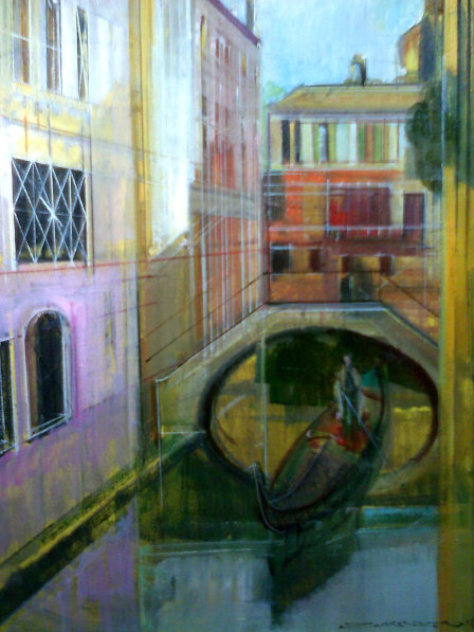 Venice Golden Dawn 28x24 - Italy Original Painting by Alex Zwarenstein