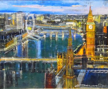 London At Night 2016 26x30 Original Painting - Alex Zwarenstein London At Night 2016 26x30 Original Painting - Alex Zwarenstein