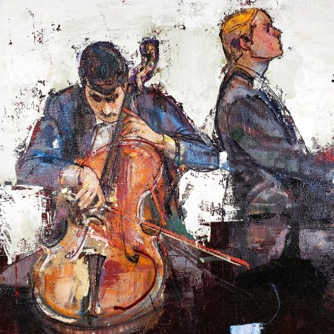 Cello Recital 23x27 Original Painting - Alex Zwarenstein