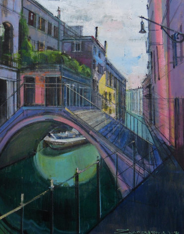 Summer Colors in Venice 30x24 - Italy Original Painting - Alex Zwarenstein